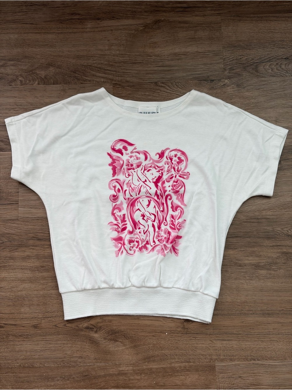 Vintage Russ Petites 100% Cotton Cinch-Waist Graphic Tee